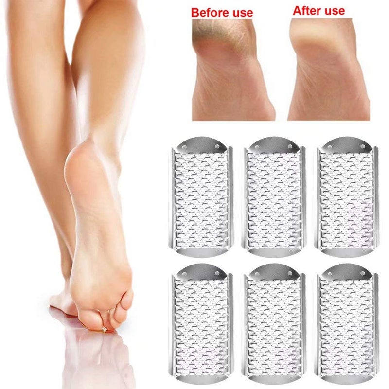 Paddsun 6Pcs Foot File Callus Remover Replacement Blades Pedicure Rasp Detachable Foot Scrubber Hard Skin Remove Stainless Steel Big Hole for Wet and Dry Feet - Image 2